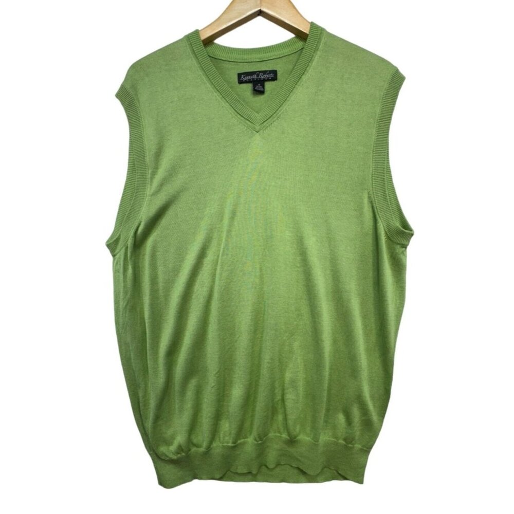 Kenneth Roberts Platinum Sleeveless Sweater Vest M Green Silk Blend